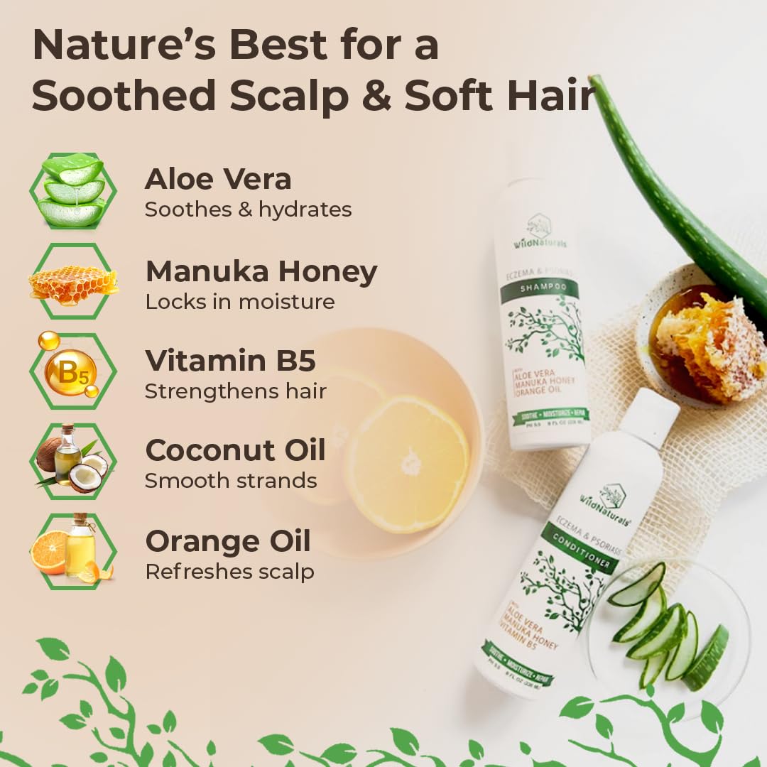 Eczema Psoriasis Shampoo & Conditioner Set for Men & Women - Anti Dandruff Shampoo for Dry Scalp & Hair - Seborrheic Dermatitis for Itchy Scalp Treatment - Eczema for Psoriasis - Image 2