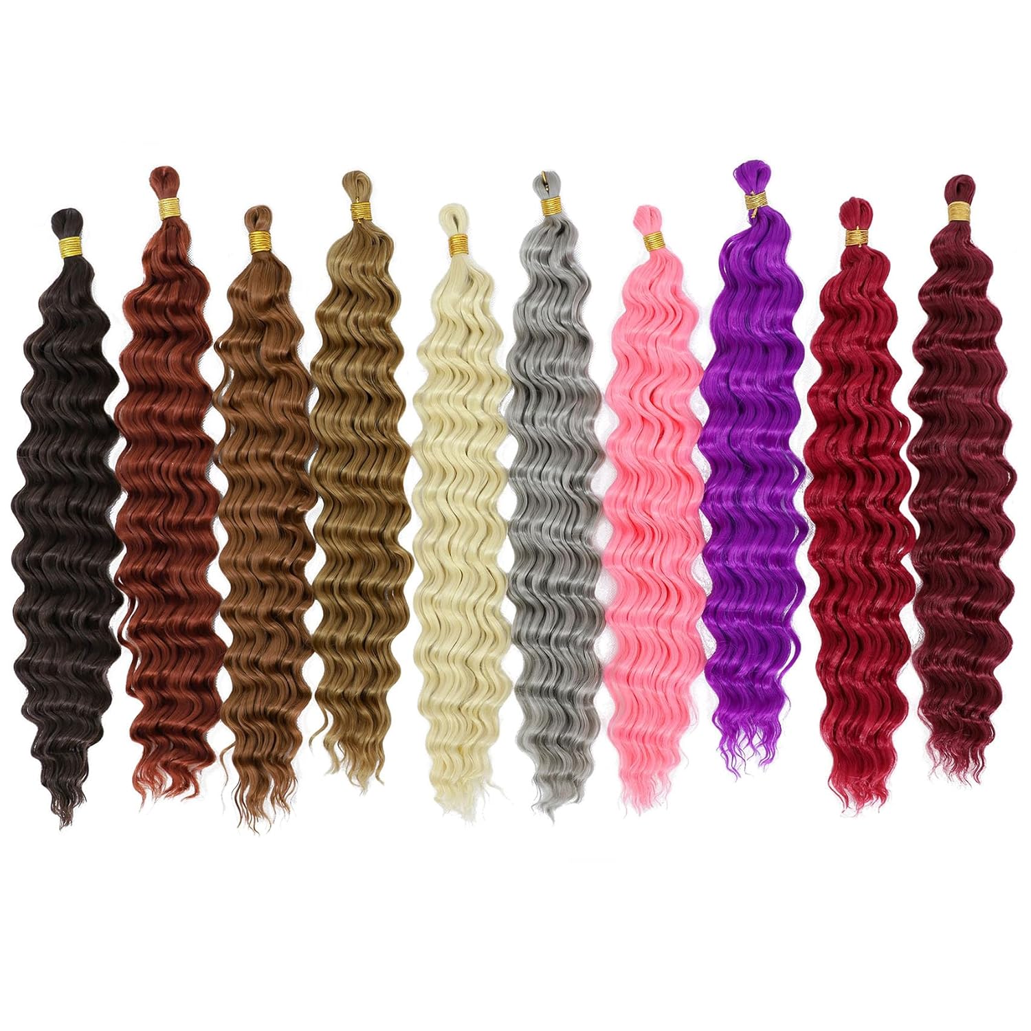 Eerya Long Curly Braiding Hair 18 Inch 2 Packs Ocean Wave Crochet Hair for Black Women Deep Wave Braiding Hair for Boho Braids (18 inch, 1B) - Image 7