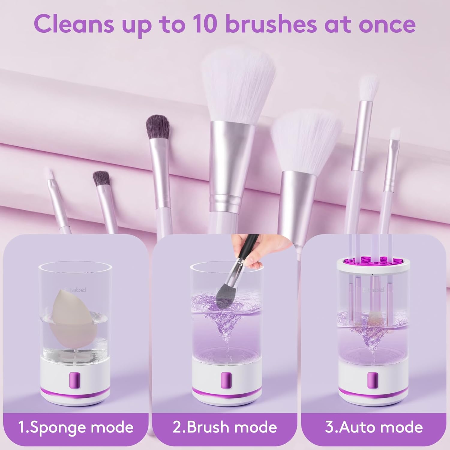 Electric Makeup Brush Cleaner machine, 2 in 1 Makeup Brush Washer, Battery Operated Automatic Spinning Cosmetic Brush Cleaner Ceanser For All Size Makeup Sponges - Image 4