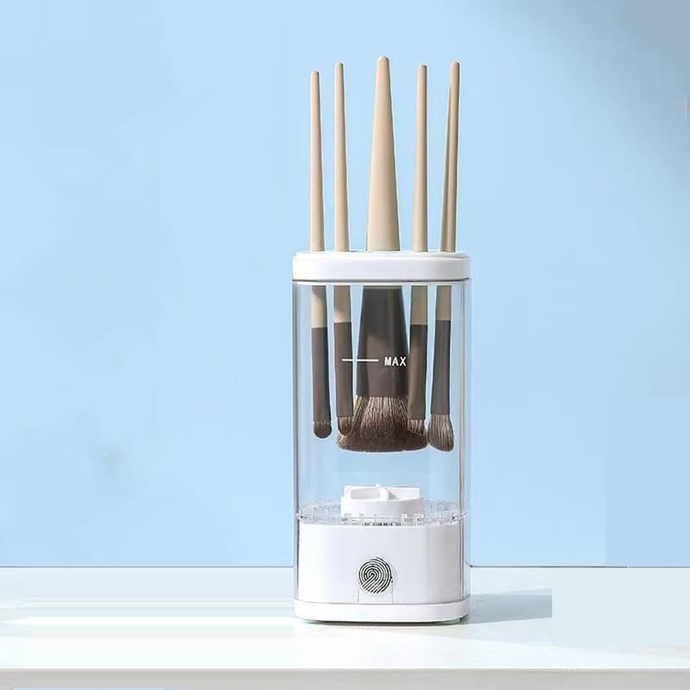 Electric Makeup Brush Cleaner Machine: Automatic Brush Cleaner for Deep Cleansing – Fast and Easy to Use – Suitable for Various Brush Sizes – Ideal for Travel and Home (Clean-White)