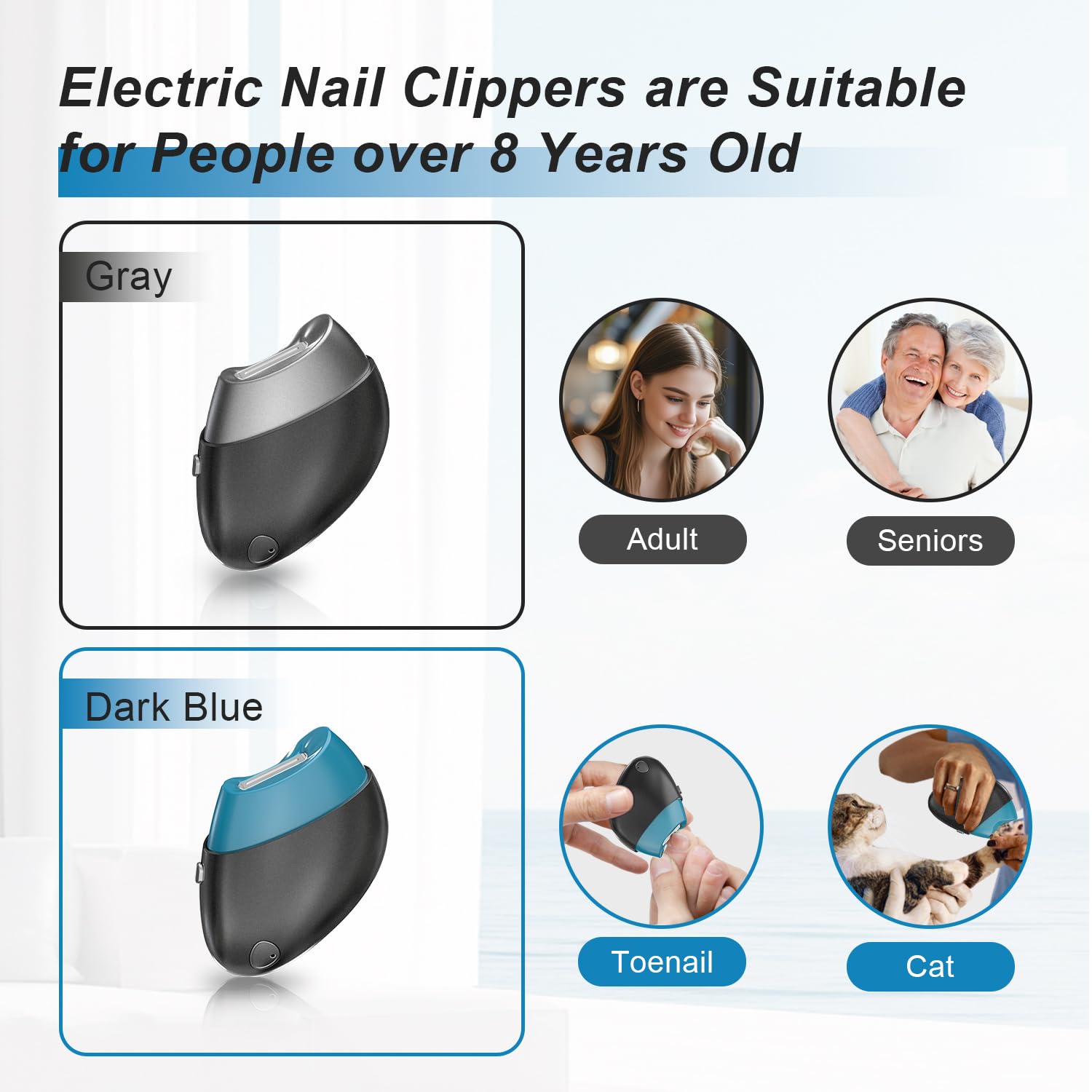 Electric Nail Clipper, Upgraded Toe Nail Clippers with Nail Scraps Storage, 2 Speeds, Magnetic Cover, Type-C Rechargeable, Safety Electric Nail File for Thick Toenails, Adult, Seniors, Men - Image 3