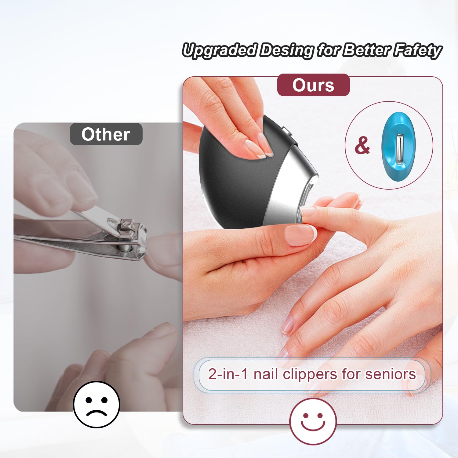 Electric Nail Clipper, Upgraded Toe Nail Clippers with Nail Scraps Storage, 2 Speeds, Magnetic Cover, Type-C Rechargeable, Safety Electric Nail File for Thick Toenails, Adult, Seniors, Men - Image 5