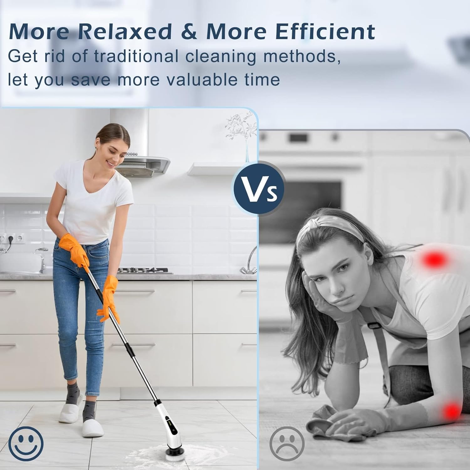 Electric Spin Scrubber, Cordless Cleaning Brush Scrubber for Home, 400RPM/Mins-8 Replaceable Brush Heads-90Mins Work Time, 3 Adjustable Size, 2 Speeds for Bathroom Shower Bathtub Glass Car - Image 4