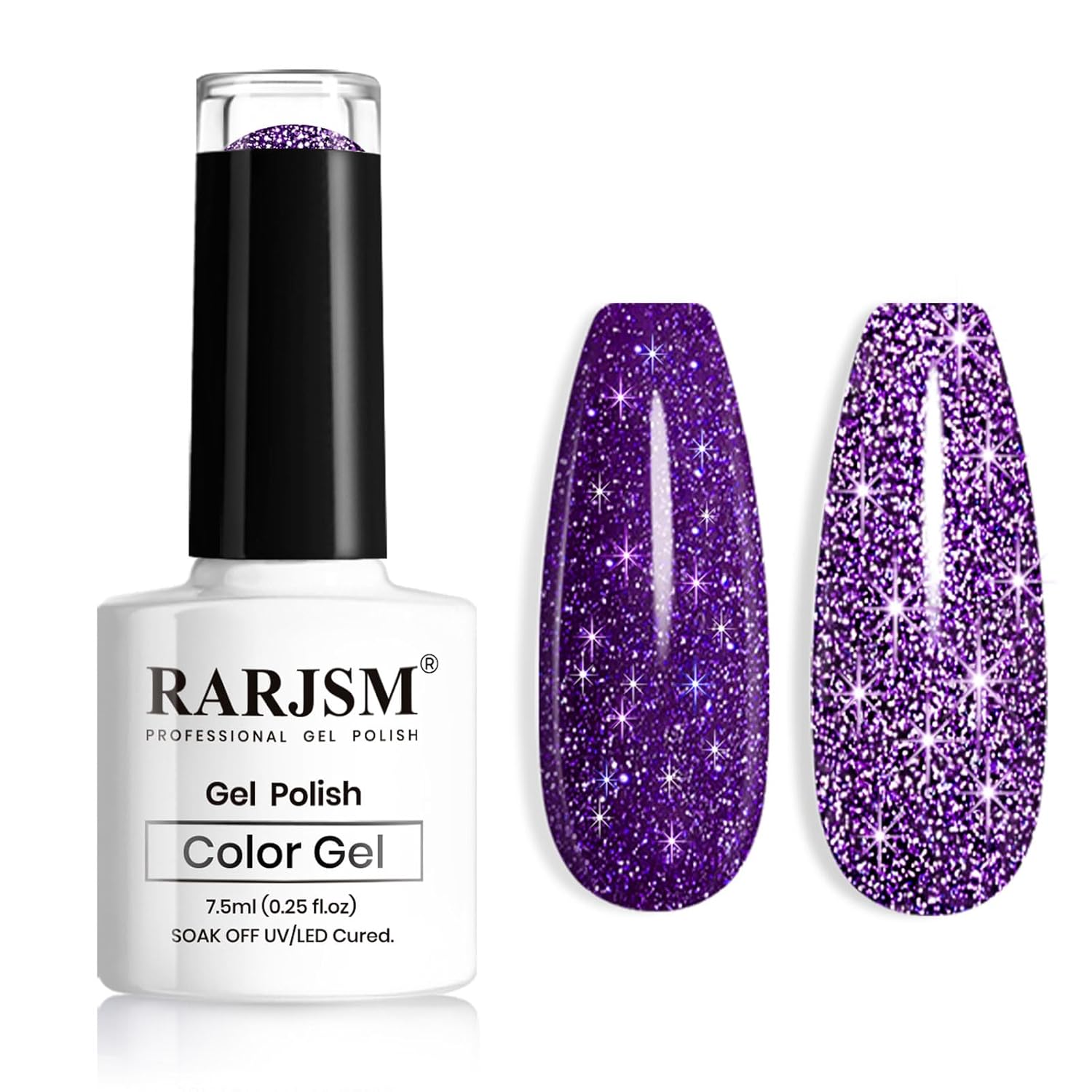 Elegant Purple Glitter Gel Nail Polish, Reflective Diamond Gelpolish, Soak Off U V L E D NailGel Shimmer Shiny Gel Nail Art Manicure Salon DIY at Home RAR89