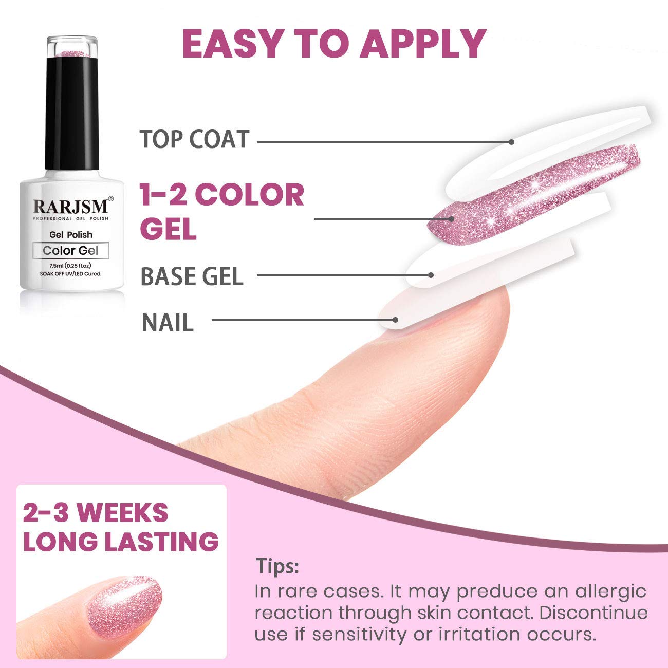 Elegant Purple Glitter Gel Nail Polish, Reflective Diamond Gelpolish, Soak Off U V L E D NailGel Shimmer Shiny Gel Nail Art Manicure Salon DIY at Home RAR89 - Image 6
