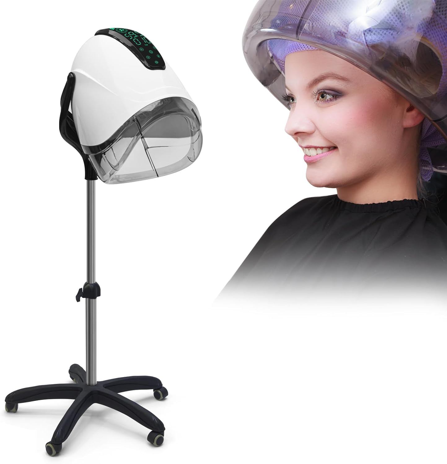 Elitzia 1000W Hooded Hair Dryer Salon Standard Hair Drying Machine Versatile Styling 8 Mode Operation Heating Device for Home and Salon ET1717W (Elegant White Five Legs)