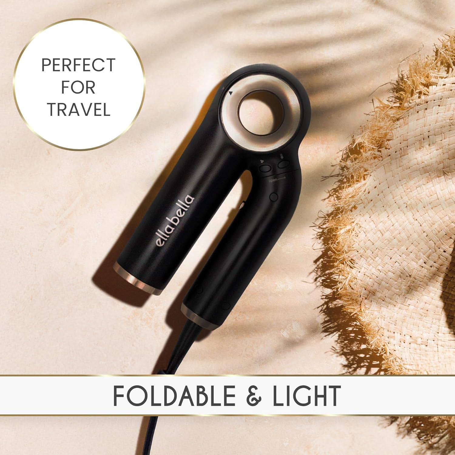 ELLA BELLA® Professional Ionic Hair Dryer (Foldable) • Negative Ion Blow Dryer • Perfect for Travel • Intelligent Heat Control & Rapid Drying Speeds • Lightweight Design • Low Noise Technology - Image 6