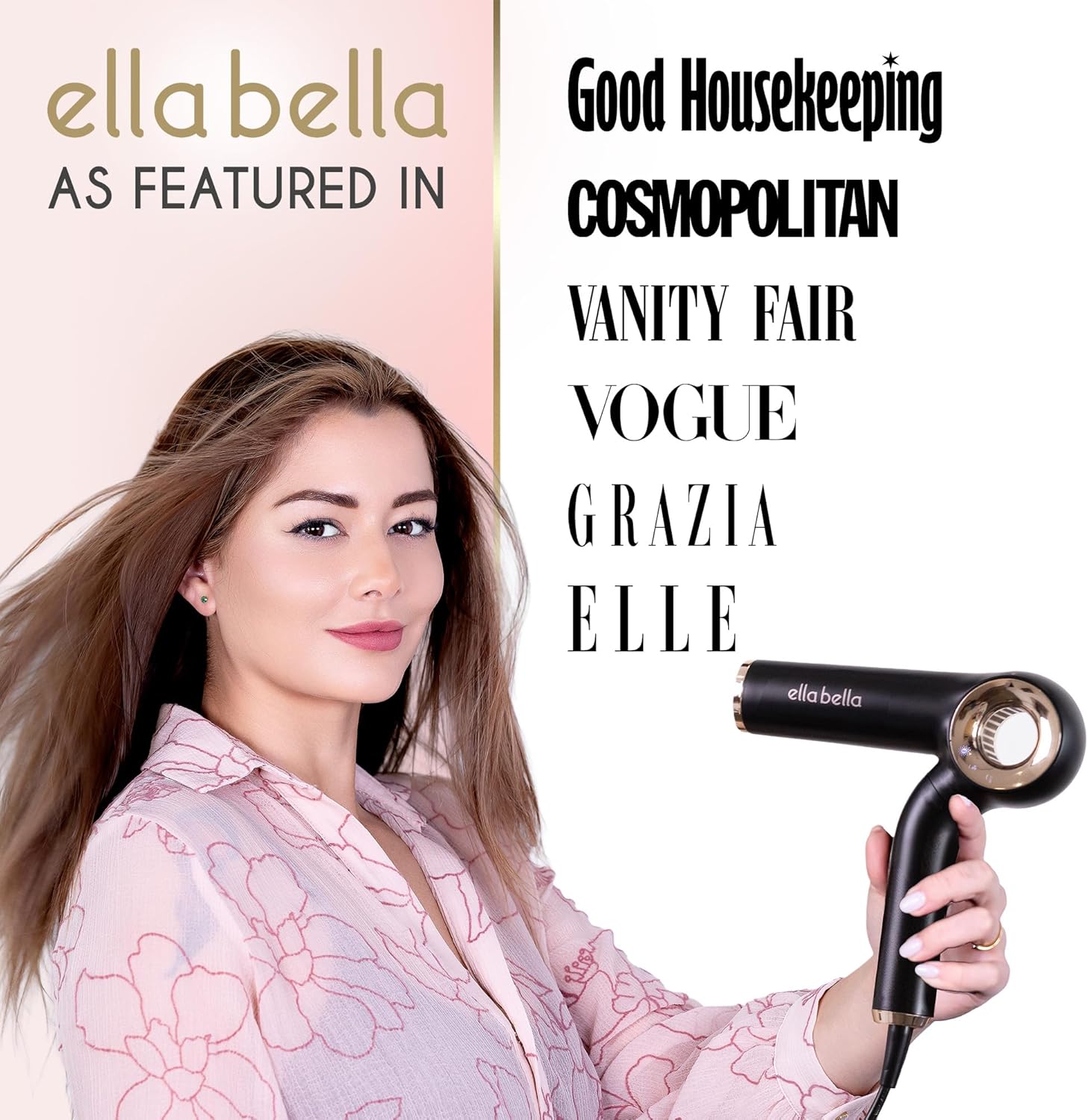 ELLA BELLA® Professional Ionic Hair Dryer (Foldable) • Negative Ion Blow Dryer • Perfect for Travel • Intelligent Heat Control & Rapid Drying Speeds • Lightweight Design • Low Noise Technology - Image 2