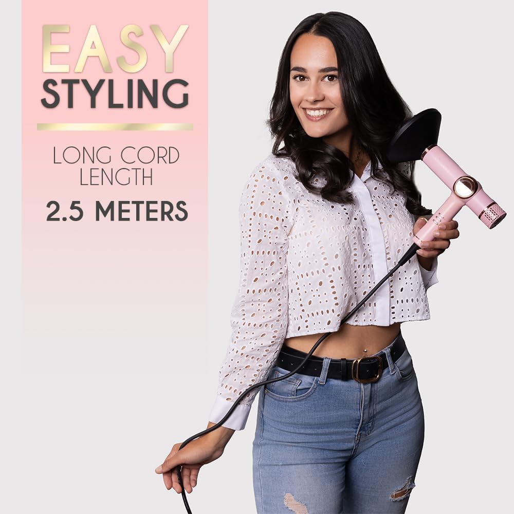 ELLA BELLA® Professional Ionic Hair Dryer with Diffuser • Negative Ion Blow Dryer • Suitable All Hair Types • Intelligent Heat Control & Rapid Drying Speeds • Lightweight Design • Low Noise Technology - Image 5