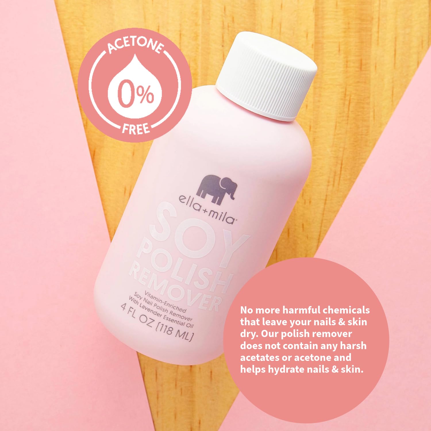 ella+mila Soy Nail Polish Remover Non-Acetone Nail Polish Remover - Non-Toxic Fingernail Polish Remover - Enriched with Lavender Essential Oil & Vitamins A,C & E (4 fl oz) - Image 7
