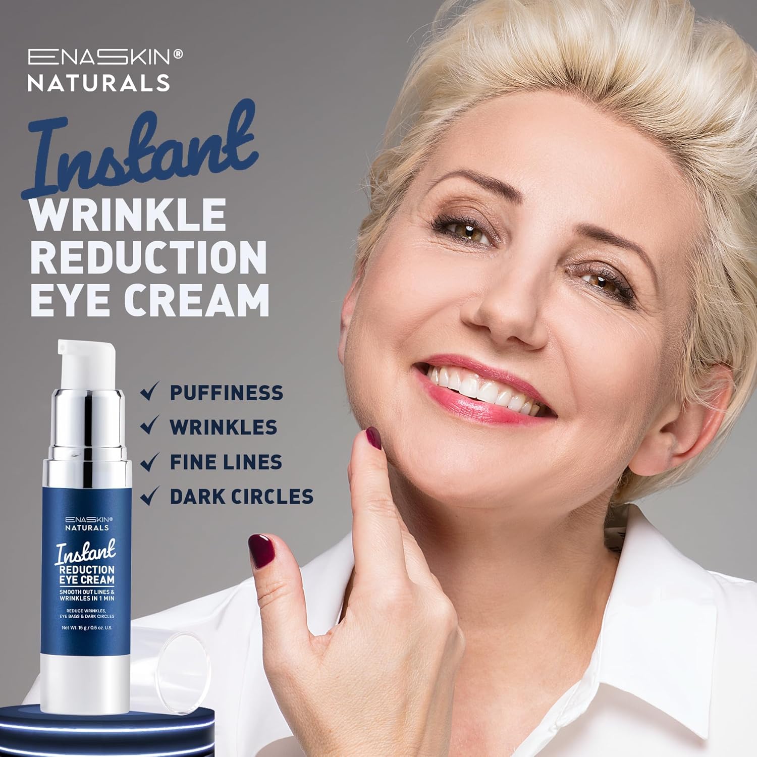 Enaskin Naturals Instant Eye Lift Cream - Rapid Under Eye Bags Wrinkles Puffiness Remover for Women and Men - 0.5 oz - Image 2