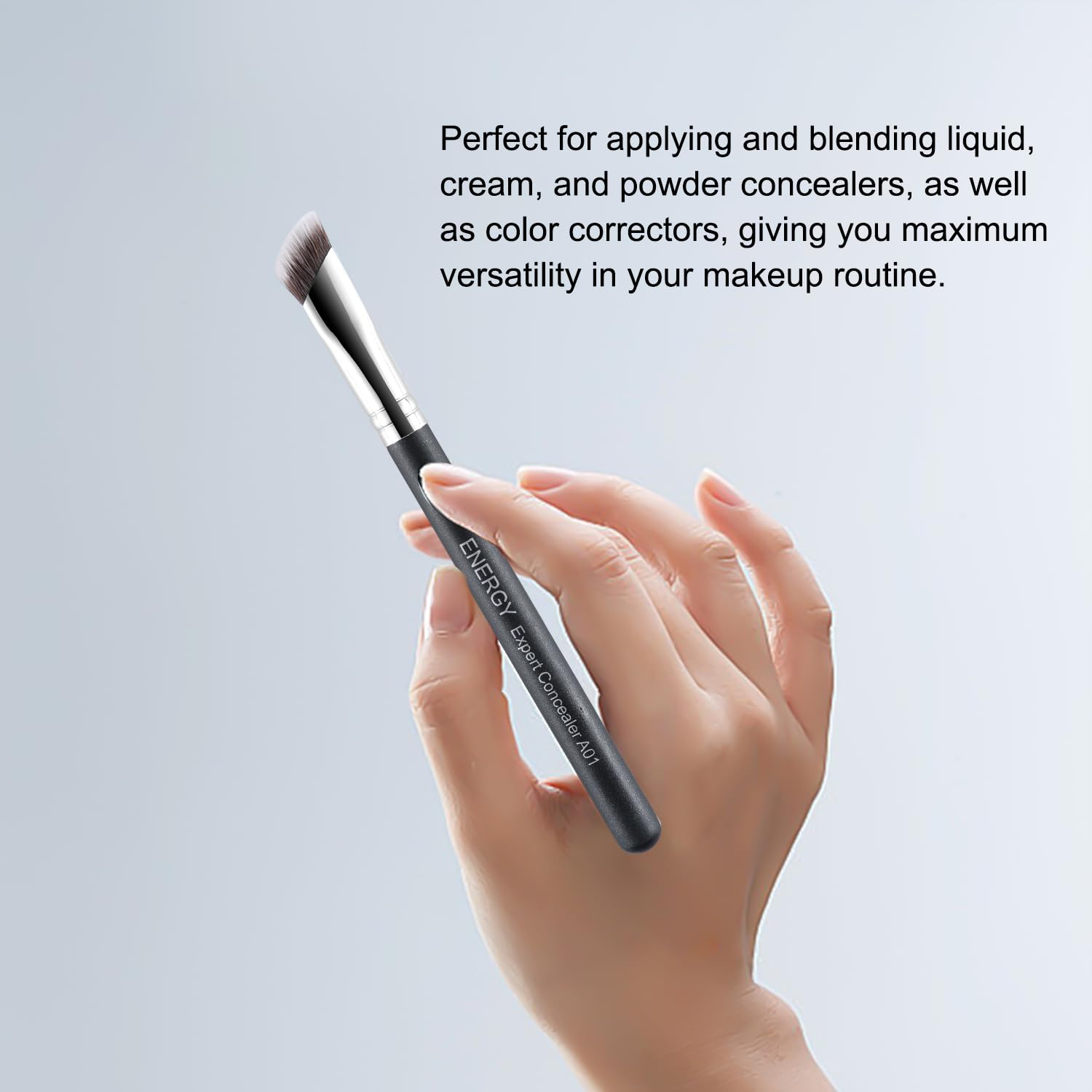 ENERGY Concealer Brush Set 2PCS Angled Concealer Makeup Brushes for Liquid, Cream & Powder - Nose Contour, Under Eye Brightener, Eyeshadow Blending- Vegan Synthetic Make Up Tool - Image 8