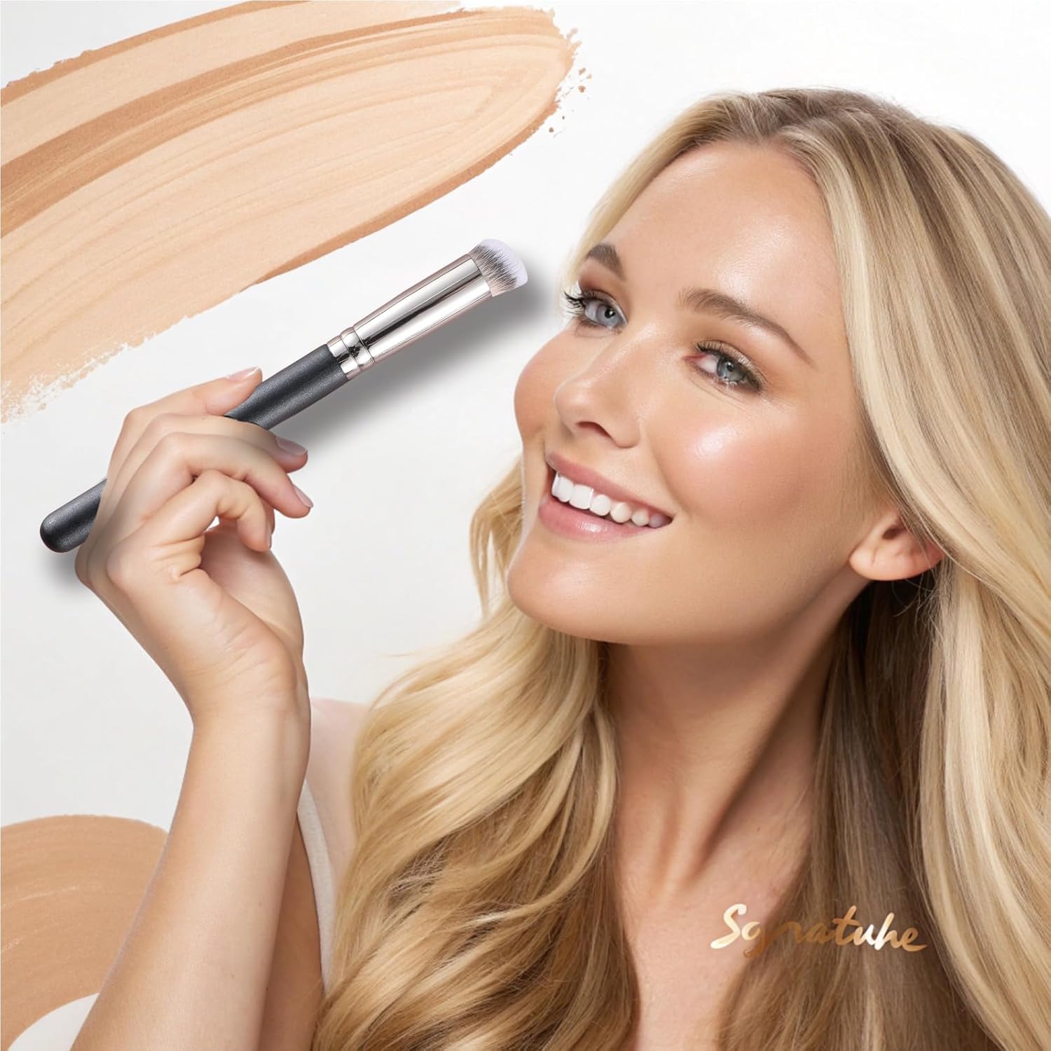 ENERGY Concealer Brush Set Professional Angle Under Eye Concealer Brushes Flat Top Perfect For Eye Concealer Foundation Blending Liquid Cream or Flawless Powder Cosmetics Buffing Stippling - Image 6