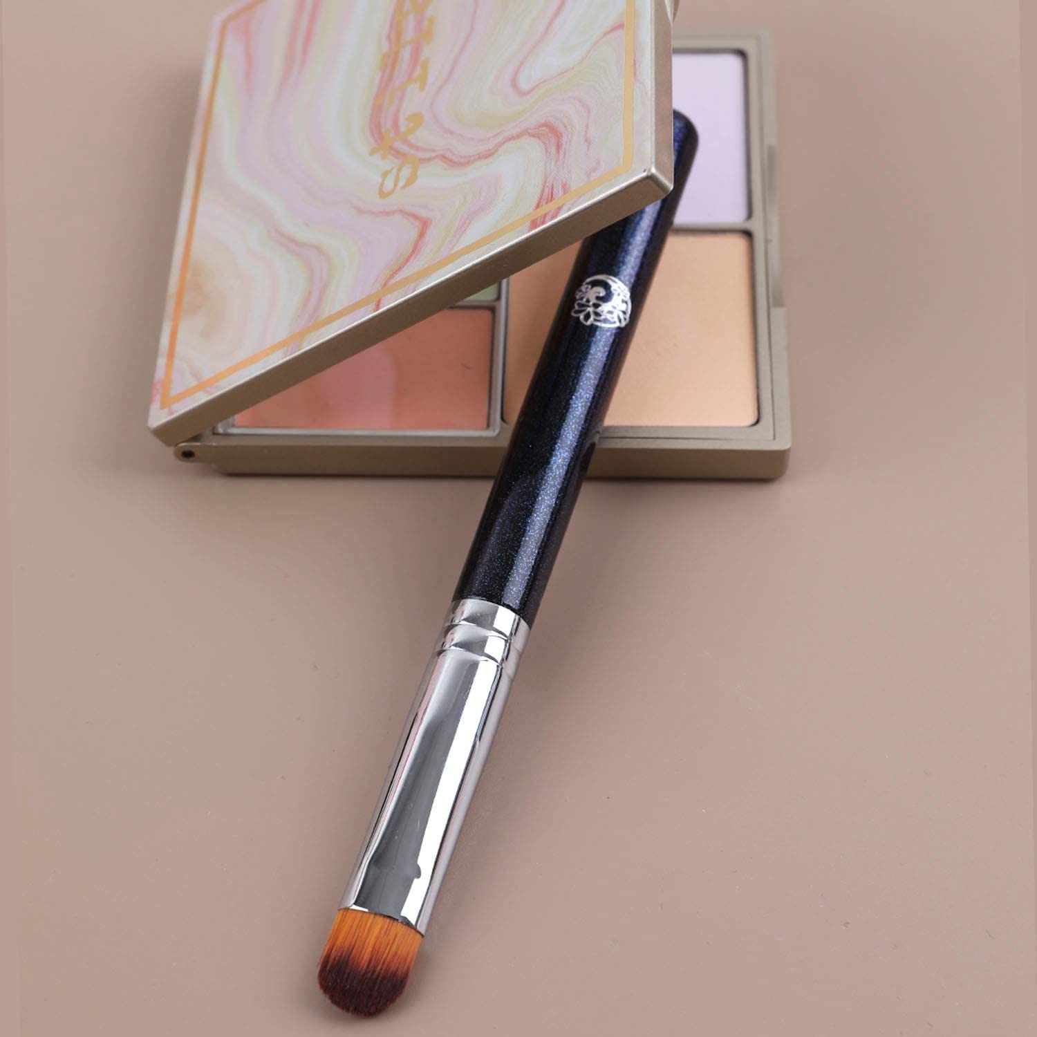 ENERGY Concealer Brush Under Eye Flat Makeup Brush for Eyebrows Foundation Concealer Blending with Liquid Cream Cosmetics Flawless Full Coverage Vegan Face Brush Blue - Image 5
