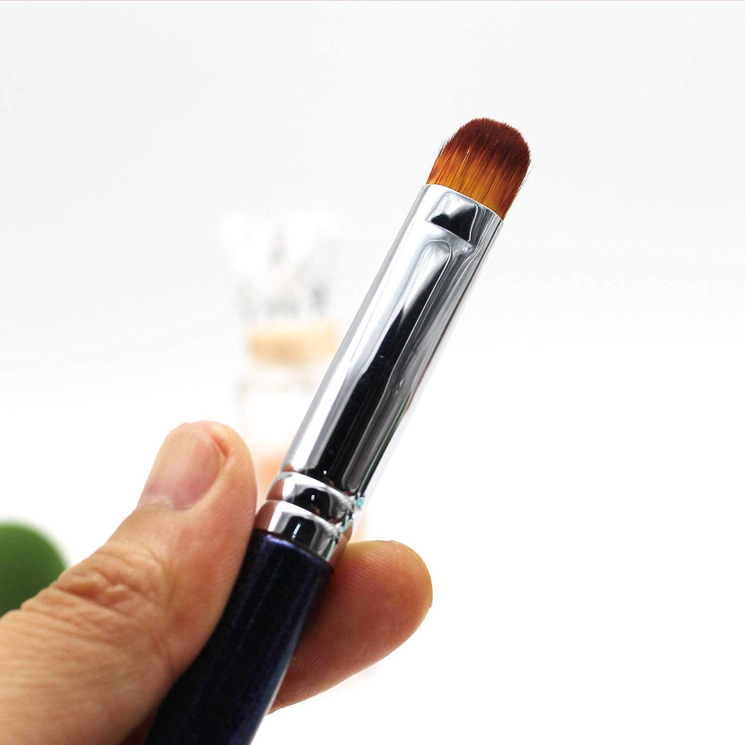 ENERGY Concealer Brush Under Eye Flat Makeup Brush for Eyebrows Foundation Concealer Blending with Liquid Cream Cosmetics Flawless Full Coverage Vegan Face Brush Blue - Image 3