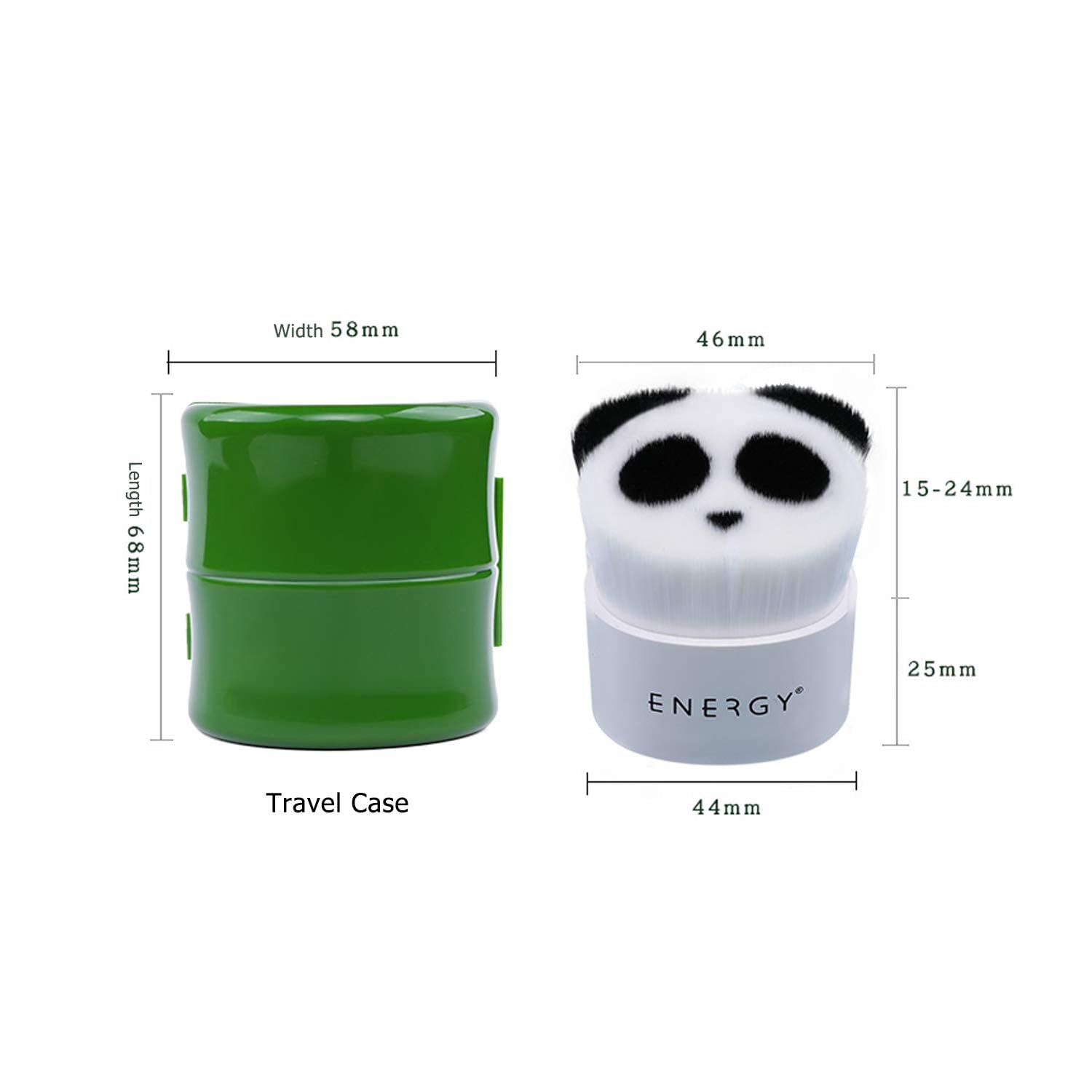 ENERGY Kabuki Brush Panda Foundation Makeup Brush for Liquid Cream Foundation Vegan Synthetic Blending Buffing Contouring Face Brush with Travel Case, green - Image 3