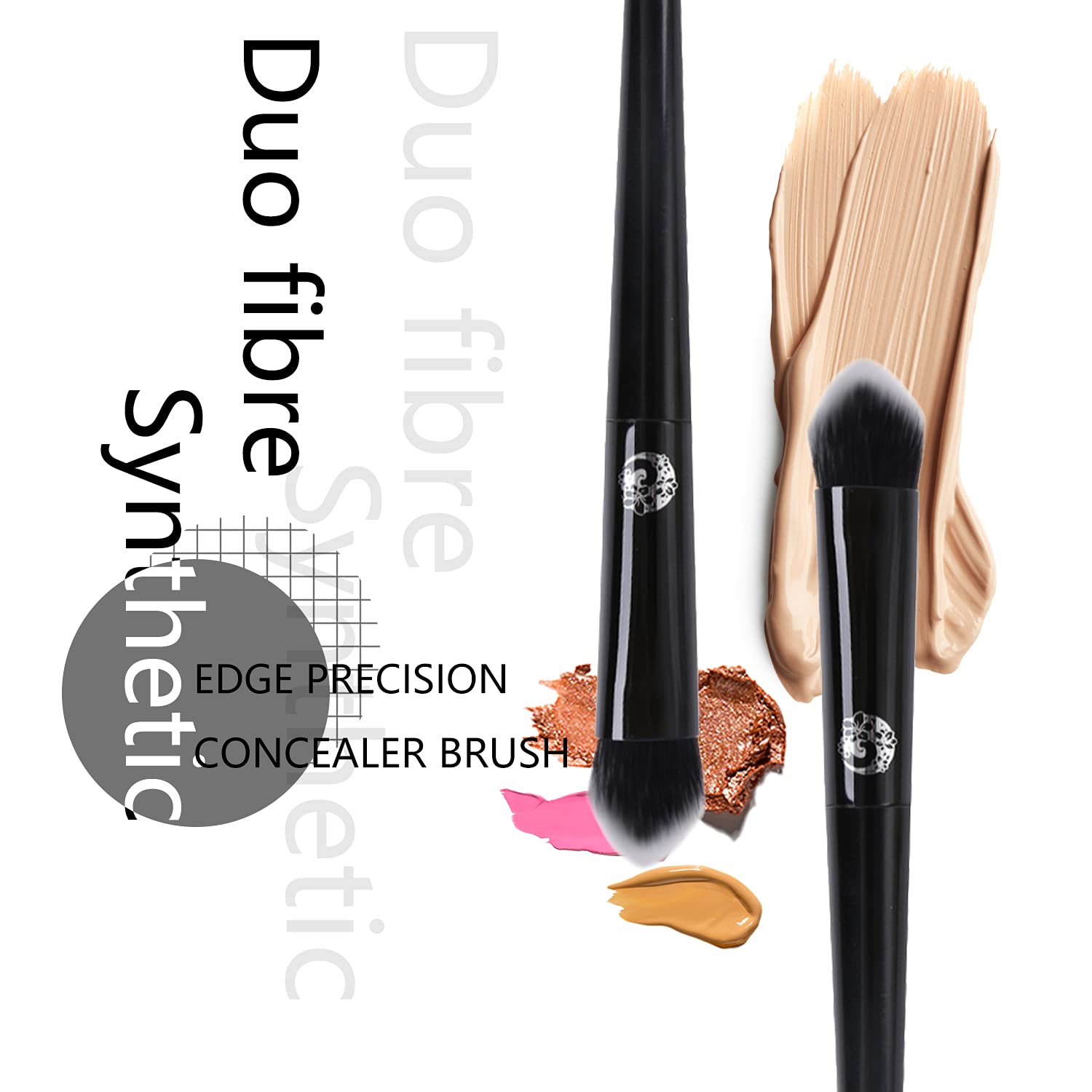 ENERGY Precision Concealer Brush Under Eye Nose Contour Foundation Brush for Liquid Cream Foundation Powder Eyebrow Concealer Blending Baking Buffing Vegan Premium Synthetic Makeup Brush Black - Image 6