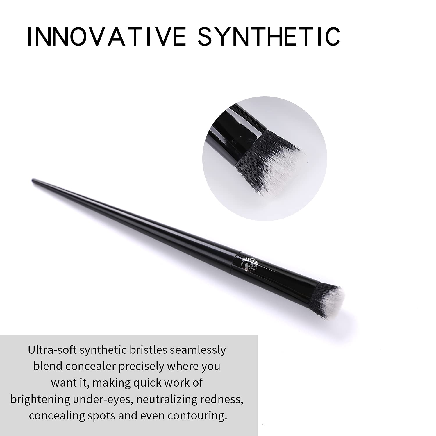 ENERGY Precision Concealer Brush Under Eye Nose Contour Foundation Brush for Liquid Cream Foundation Powder Eyebrow Concealer Blending Baking Buffing Vegan Premium Synthetic Makeup Brush Black - Image 5