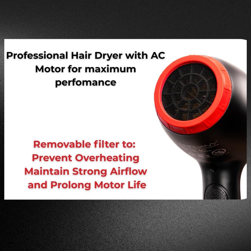 Epiphany Professional Hair Dryer 1875W – Ionic Blow Dryer with Ceramic Tourmaline Technology for Fast Drying, Frizz Control & Shine – Includes Diffuser & 2 Nozzles – Lightweight for All Hair Types - Image 6