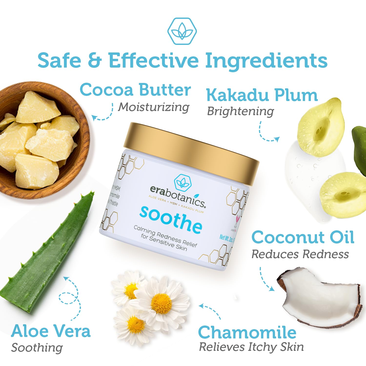 Era Organics Cream Redness Relief Moisturizer- Soothing Redness Relief for Face with Manuka Honey, MSM, Chamomile - Calming Moisturizer Made in USA - Image 2