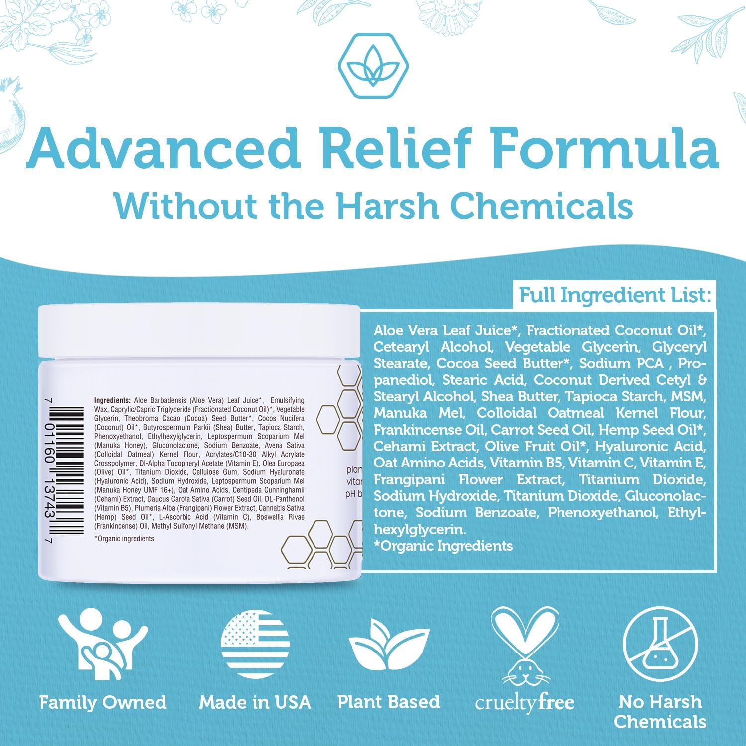 Era Organics Eczema, Psoriasis & Dermatitis Moisturizer Cream - Advanced 13-in-1 Non-Greasy Face or Body Lotion for Dry, Itchy Skin with Aloe Vera, Manuka Honey and More 4oz - Image 6