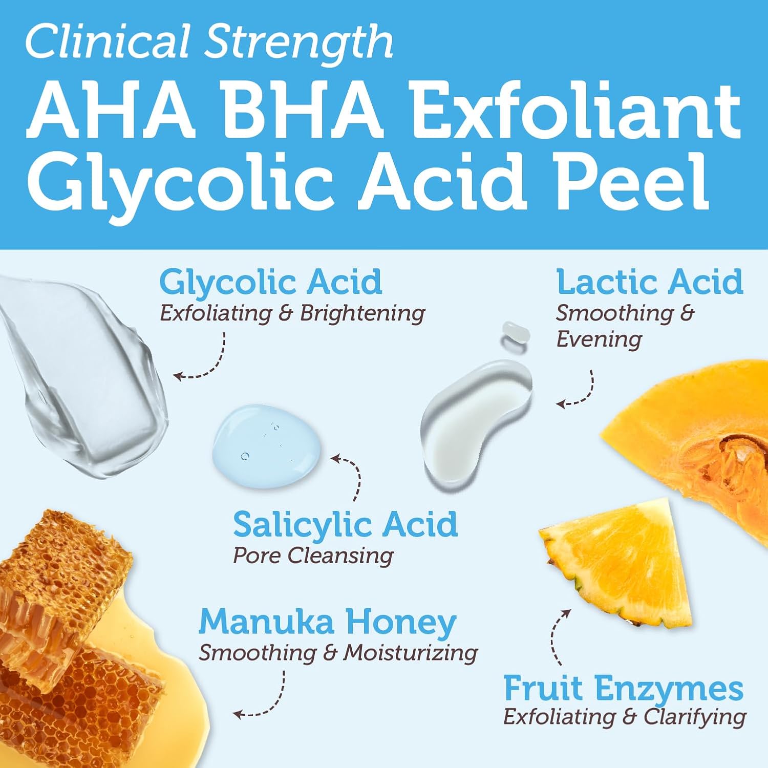 Era Organics Glycolic Acid Peel AHA BHA Exfoliant - 70% USP Grade Clinical Strength Age-Defying At Home Chemical Exfoliant for Face - Salicylic and Lactic Acid, Aloe Vera, Manuka Honey - Image 2