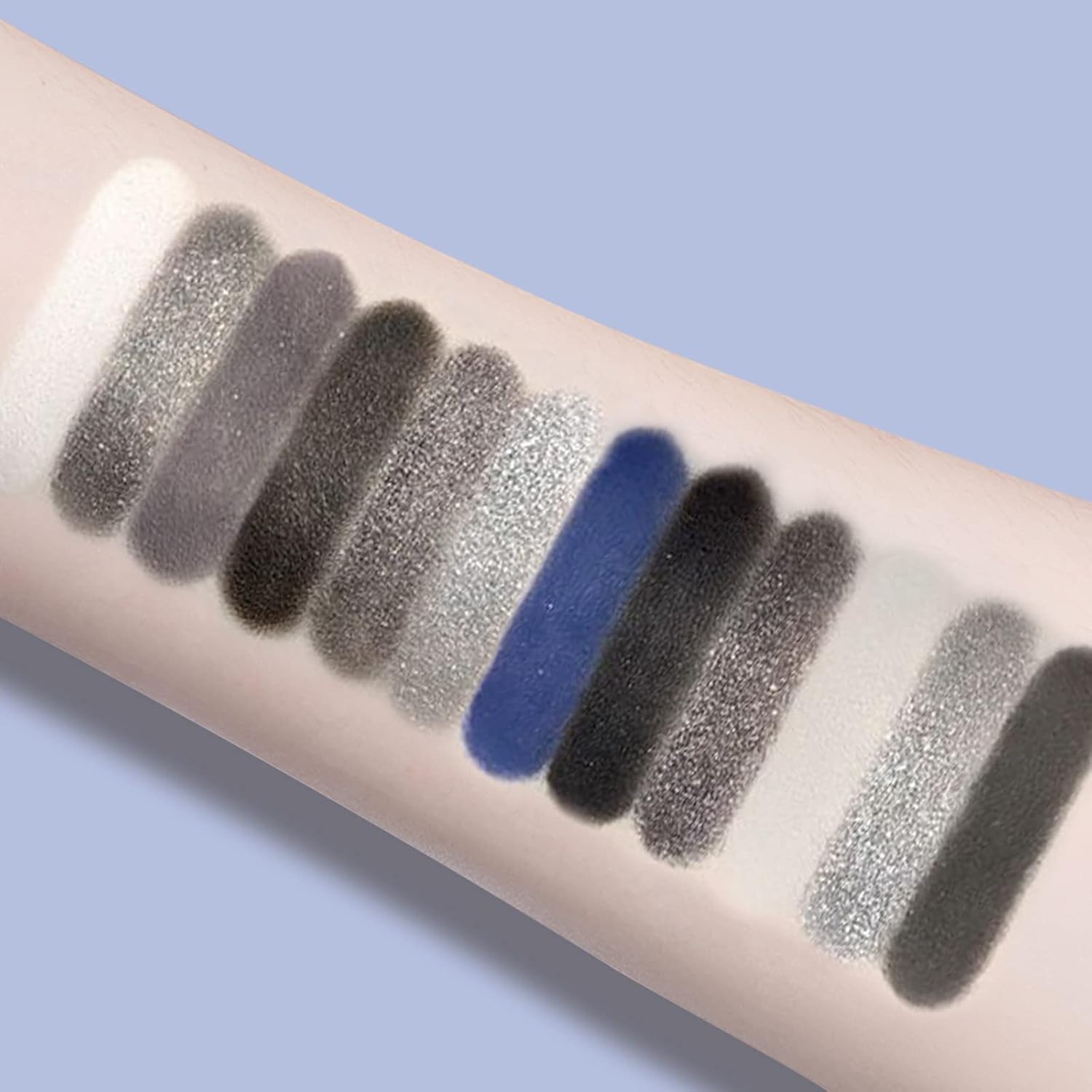Erinde 10 Color Eyeshadow Palette Makeup - Matte Shimmer Glitter Eye Shadow, Ultra-Blendable, High Pigmented, Black Gray Blue Smokey Eyeshadow Palette with Professional Brush - Image 3