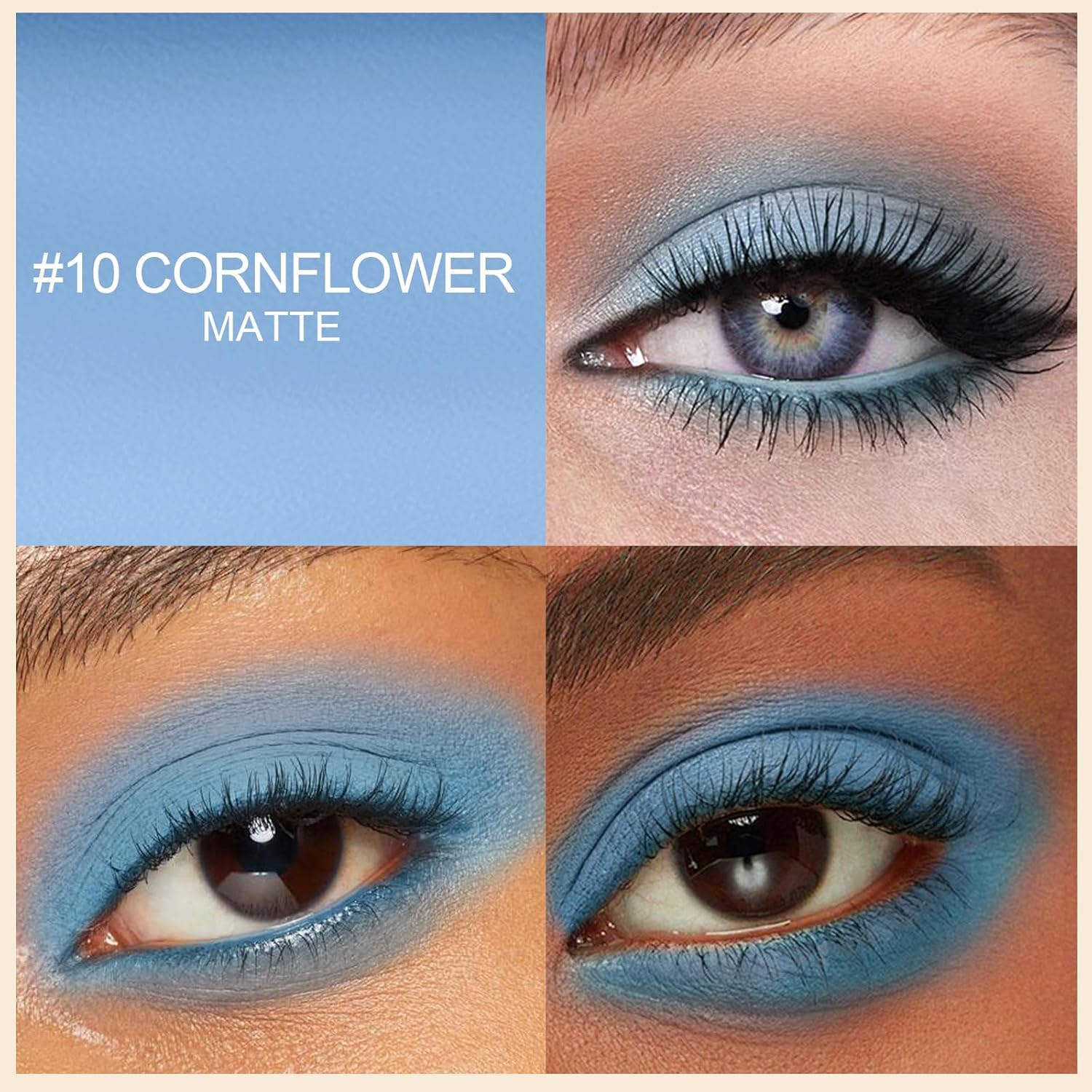 Erinde Waterproof Eyeshadow Stick, Cream Eye Shadow Stick, Long-Lasting, Crease-Proof, Cream to Powder Buildable & Blendable Eye Shadow Pencils Crayon, Vegan & Cruelty-Free, 10 Cornflower - Image 2