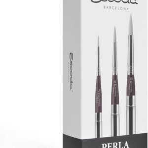 Escoda | Watercolour | Perla Set with 3 Round Travel Brushes for Watercolour | Size 2,6,10 | 3 Brushes | Synthetic imitating White Toray | Round Pointed
