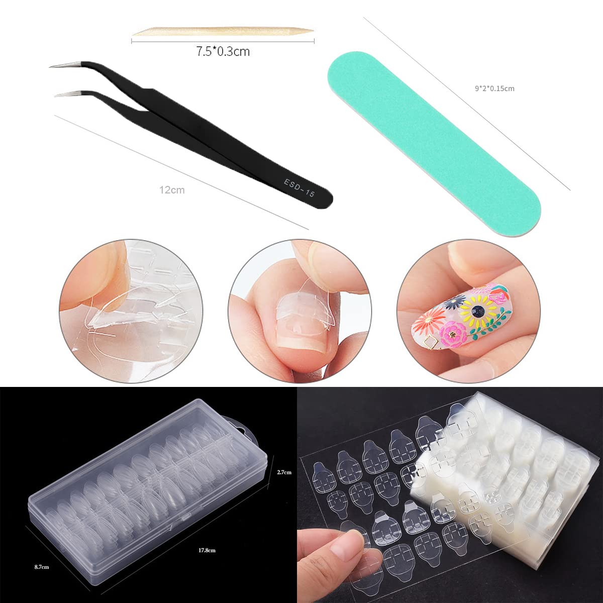 Eseres Acrylic Nail Kits for Beginner Nail Design Kit Pre-shaped Clear Full Cover False Nails for Nail Tools Kit - Image 6