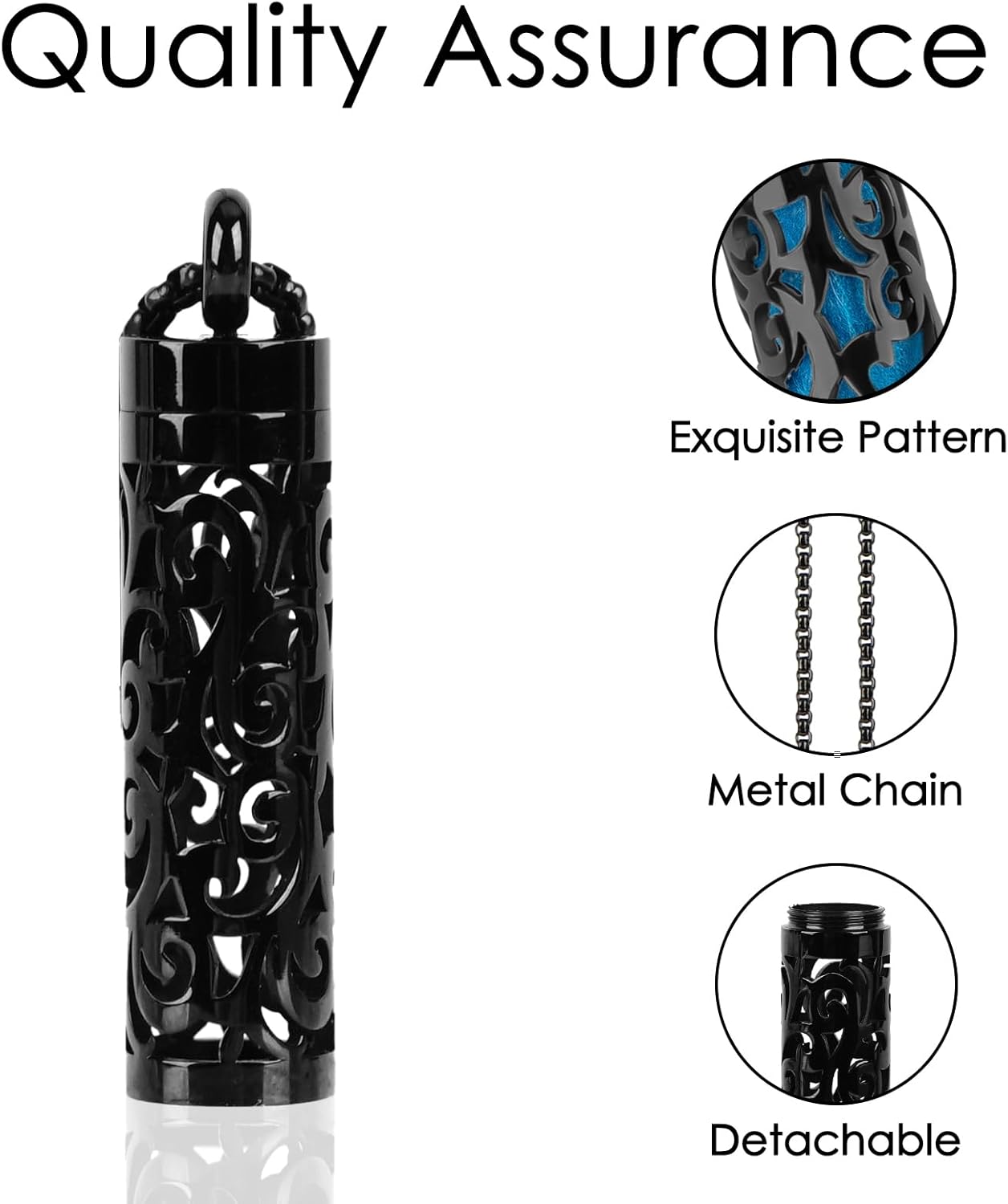 Essential Oil Necklace for Women, Aromatherapy Necklace Diffuser, Women's/Men's Fragrance Diffuser Pendant Birthday, Christmas and Valentine's Day Gifts (Black) - Image 3
