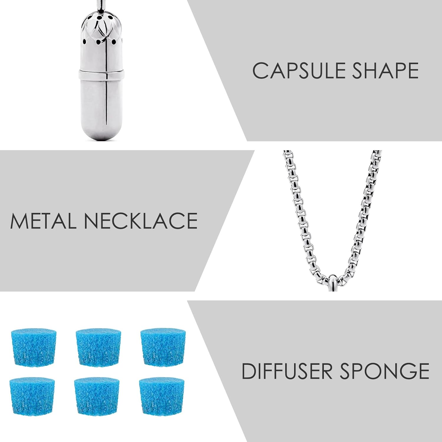 Essential Oil Necklace for Women, Aromatherapy Necklace Diffuser, Women's/Men's Fragrance Diffuser Pendant Birthday, Christmas and Valentine's Day Gifts (Silver) - Image 3