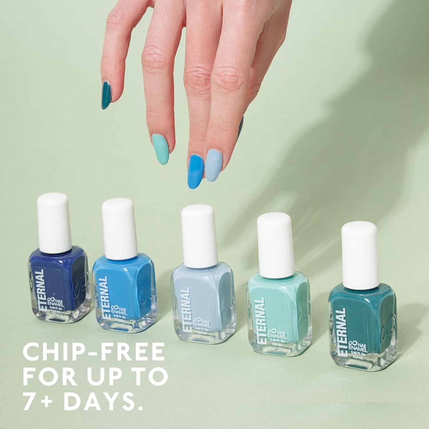 Eternal Blue Nail Polish Set for Women (OCEAN VIEW) - Green Nail Polish Set for Girls - Lasting & Quick Dry Non Toxic Nail Polish Kit for Home DIY Manicure & Pedicure - Made in USA, 13.5mL (Set of 5) - Image 4
