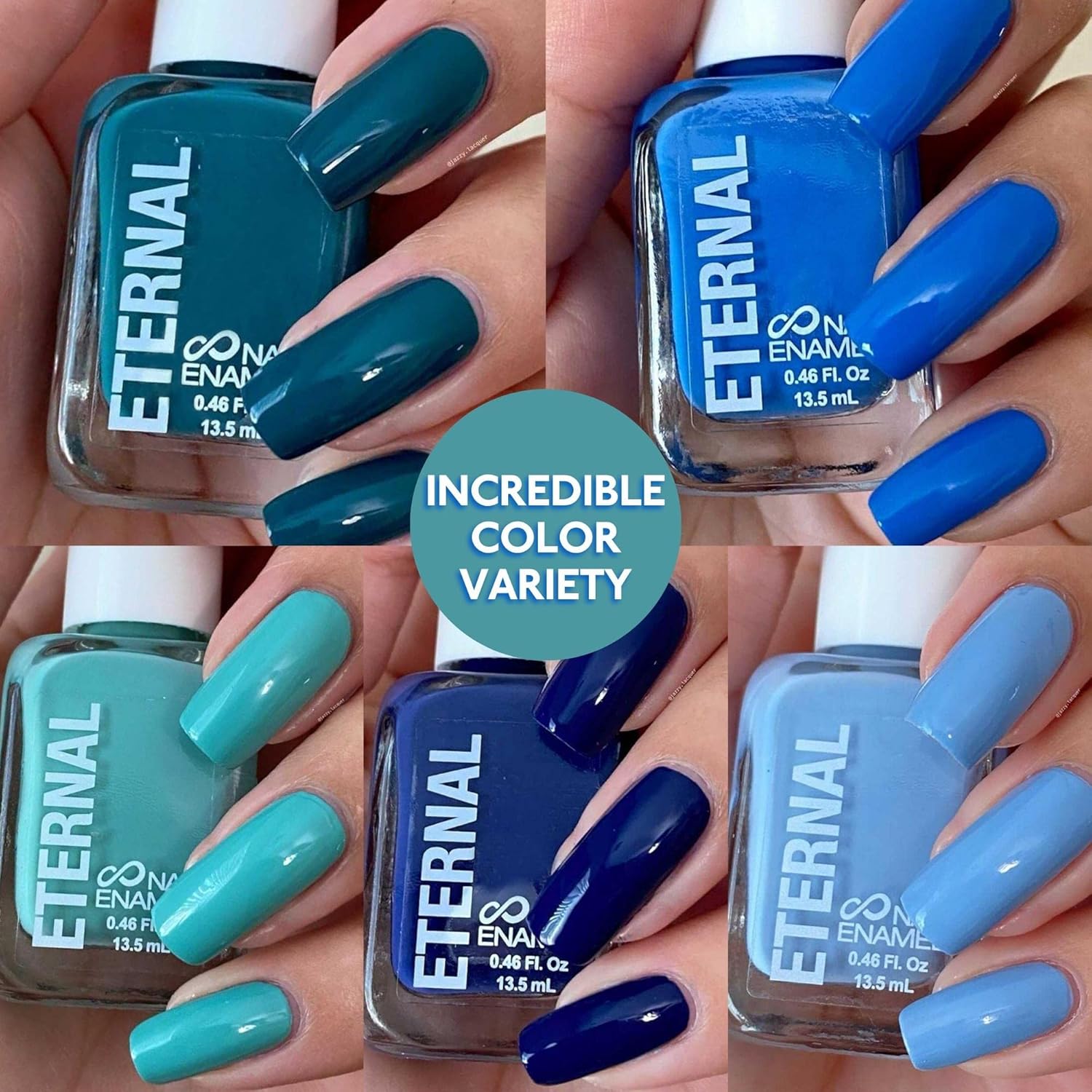 Eternal Blue Nail Polish Set for Women (OCEAN VIEW) - Green Nail Polish Set for Girls - Lasting & Quick Dry Non Toxic Nail Polish Kit for Home DIY Manicure & Pedicure - Made in USA, 13.5mL (Set of 5) - Image 2