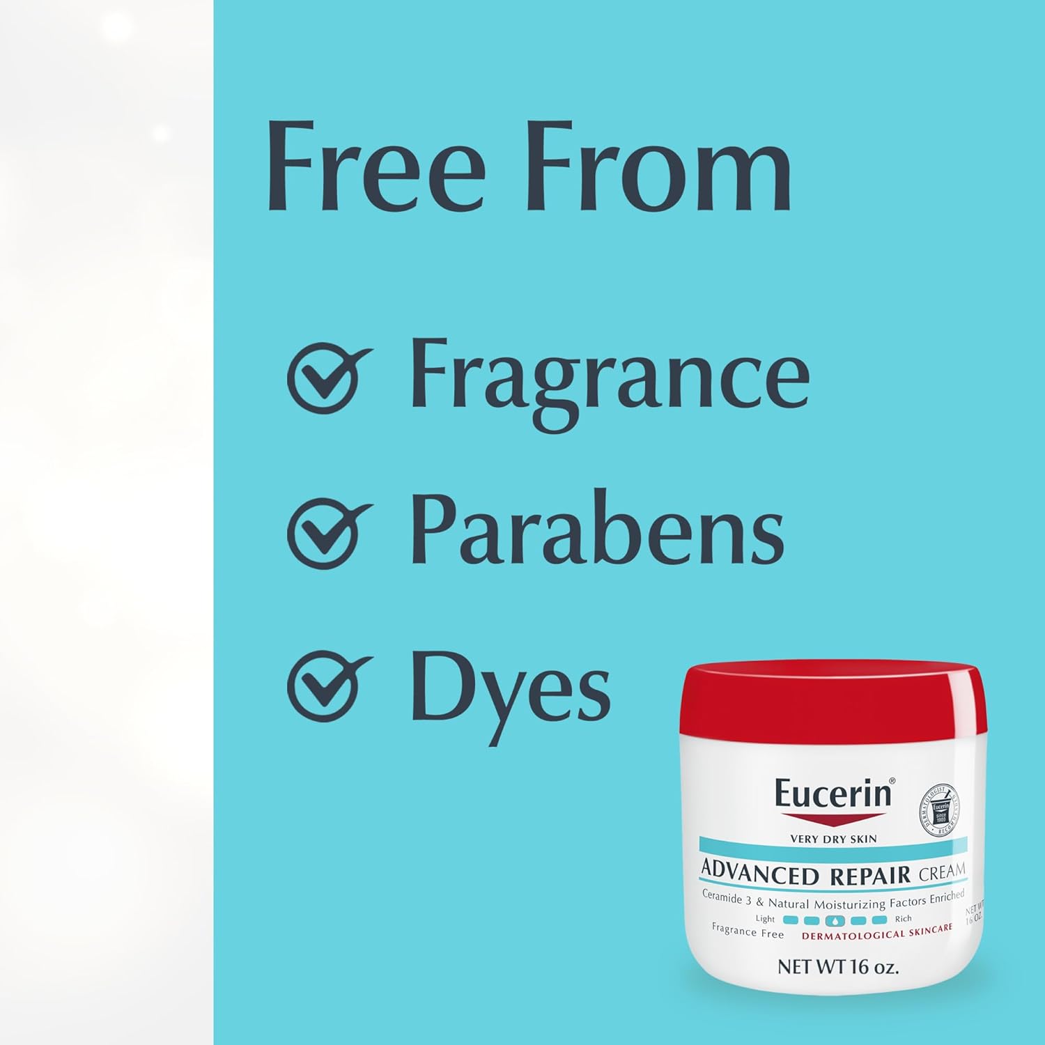 Eucerin Advanced Repair Body Cream for Very Dry Skin, Fragrance Free Daily Body Moisturizer, 16 Oz Jar - Image 6