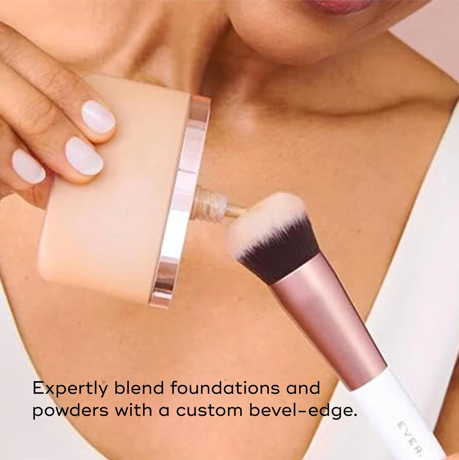 EVER Foundation Brush, Professional Face Makeup Brushes for Liquid and Powder Foundation, Contoured Foundation Brush, Vegan and Cruelty-Free - Image 4