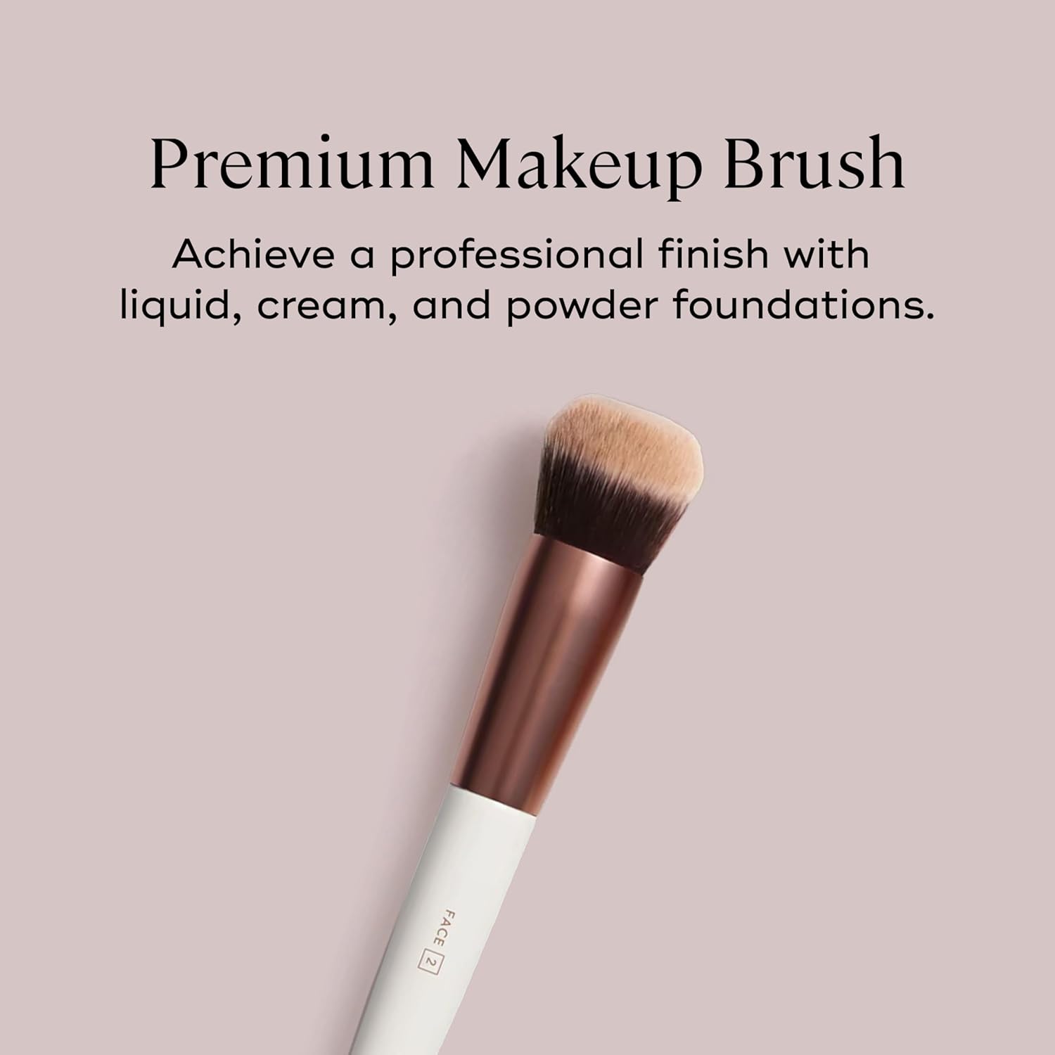 EVER Foundation Brush, Professional Face Makeup Brushes for Liquid and Powder Foundation, Contoured Foundation Brush, Vegan and Cruelty-Free - Image 2