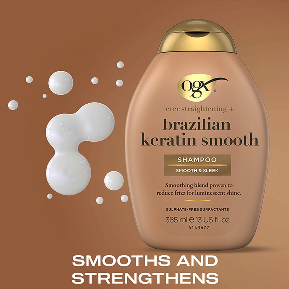 Ever Straightening + Brazilian Keratin Therapy Smoothing Shampoo with Coconut Oil, Cocoa Butter & Avocado Oil for Lustrous, Shiny Hair, Paraben-Free, Sulfate-Free Surfactants - Image 4