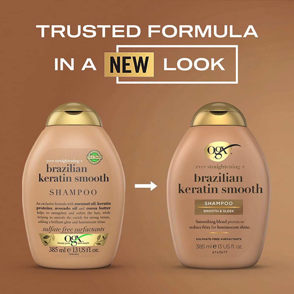 Ever Straightening + Brazilian Keratin Therapy Smoothing Shampoo with Coconut Oil, Cocoa Butter & Avocado Oil for Lustrous, Shiny Hair, Paraben-Free, Sulfate-Free Surfactants - Image 3