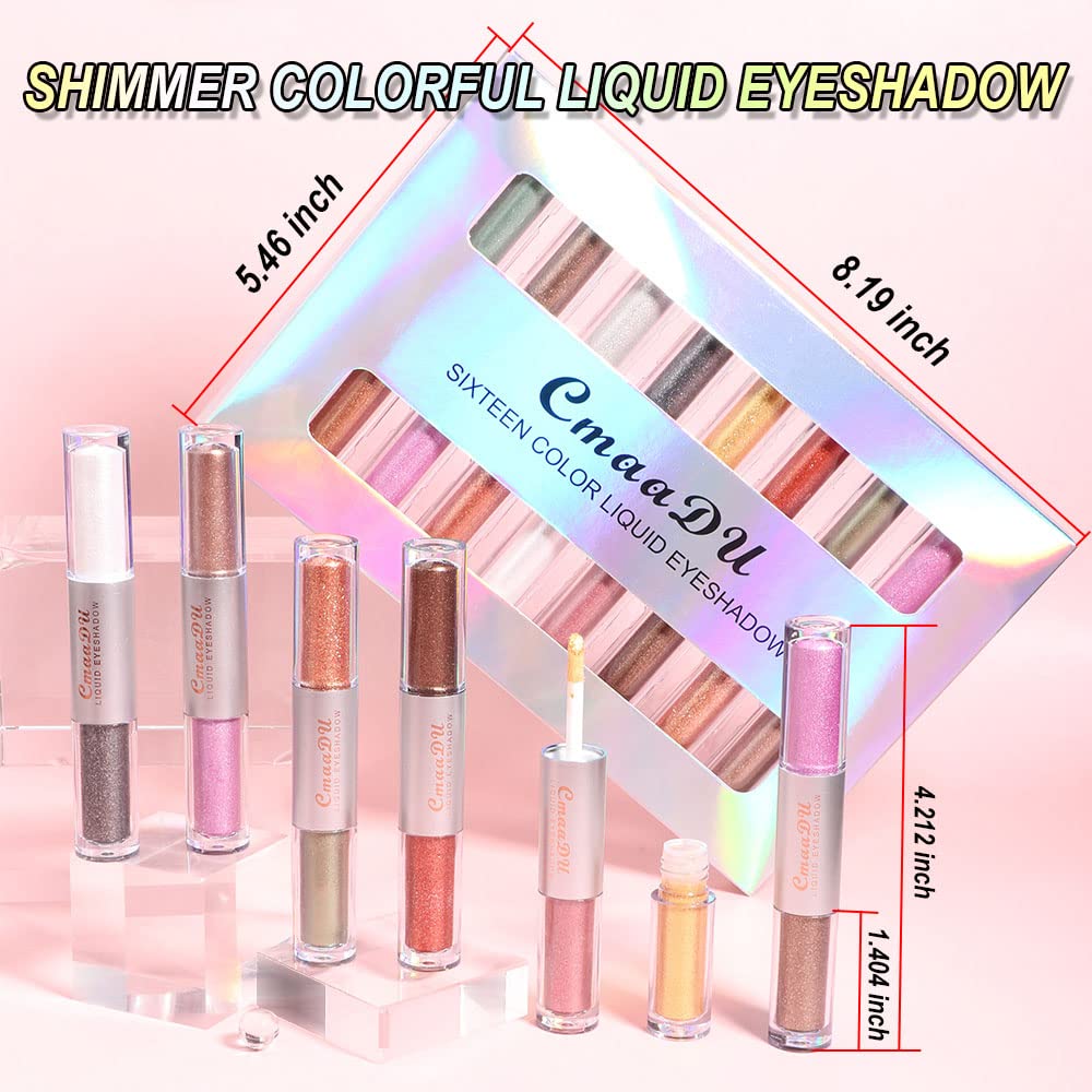 evpct 16 Colors Liquid Glitter Shimmer Metallic Eyeshadow Set Glitter Sparkle Colorful Liquid Eyeliner Makeup Set delineador pupilentes de ojos contra el agua sombras colores para ojos con brillo - Image 7