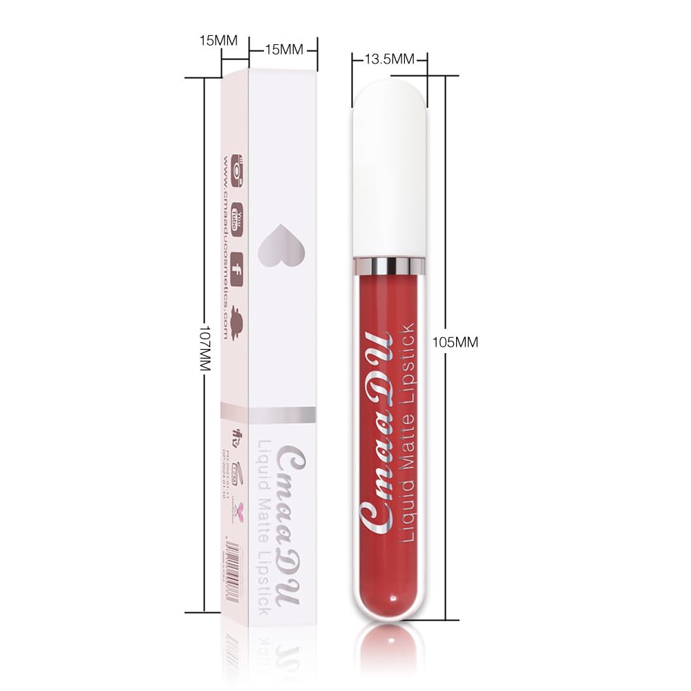 evpct 1Pcs Coral Red Liquid Matte Lipstick Lipgloss Set for Women, labiales mate 24 horas originales matte larga duracion 24 Hour Lipstick Lip Stains Long Lasting Waterproof 24, 03# - Image 5