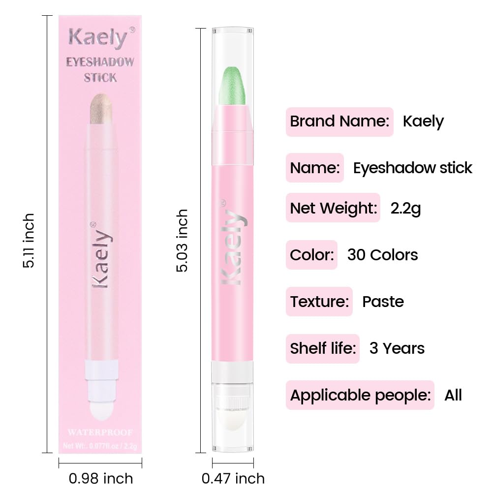 evpct 1Pcs Greenish Cyan Light Green Shimmer Cream Eye Shadow Brightener Sticks for Eyes Waterproof Pigmented, Double Ended Cream Eyeshadow Stick Pencil Pen with Applicator, Eye Shadow Palette - Image 6
