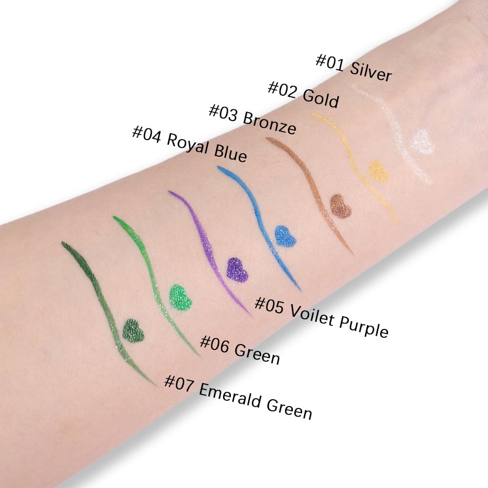evpct 1Pcs Royal Blue Glitter Liquid Eyeliner Makeup, Light Blue Metallic Shimmer Eyeliner Liquid Eye Liner Eyeshadow Pencil Face Gems Glitter Facepaint Makeup, Blue Eyelashes Mascara hair Accessories - Image 6