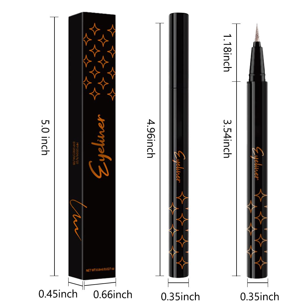 evpct 1Pcs Royal Blue Glitter Liquid Eyeliner Makeup, Light Blue Metallic Shimmer Eyeliner Liquid Eye Liner Eyeshadow Pencil Face Gems Glitter Facepaint Makeup, Blue Eyelashes Mascara hair Accessories - Image 7