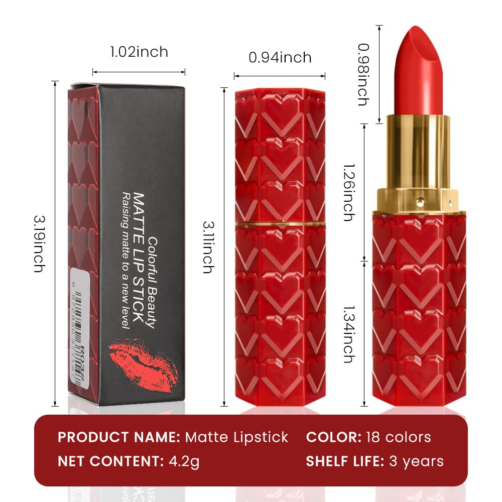 evpct 1Pcs Ruby Orange Red Lipstick, Silky Velvet Matte Lipstick Pack Sets for Women, Long Lasting Smudge Proof Lipstick Lip Stain Makeup Kit matte lipstick 24 hours original R02 - Image 6