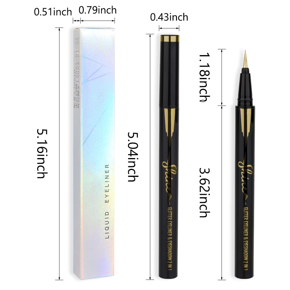 evpct 1Pcs Silver Glitter Liquid Eyeliner, Metallic Shimmer Light Silver Eyeliner Liquid Eye Liner Eyeshadow Pencil Face Body Glitter Makeup, Longwear Waterproof, Fake Eyelashes Mascara Accessories - Image 6