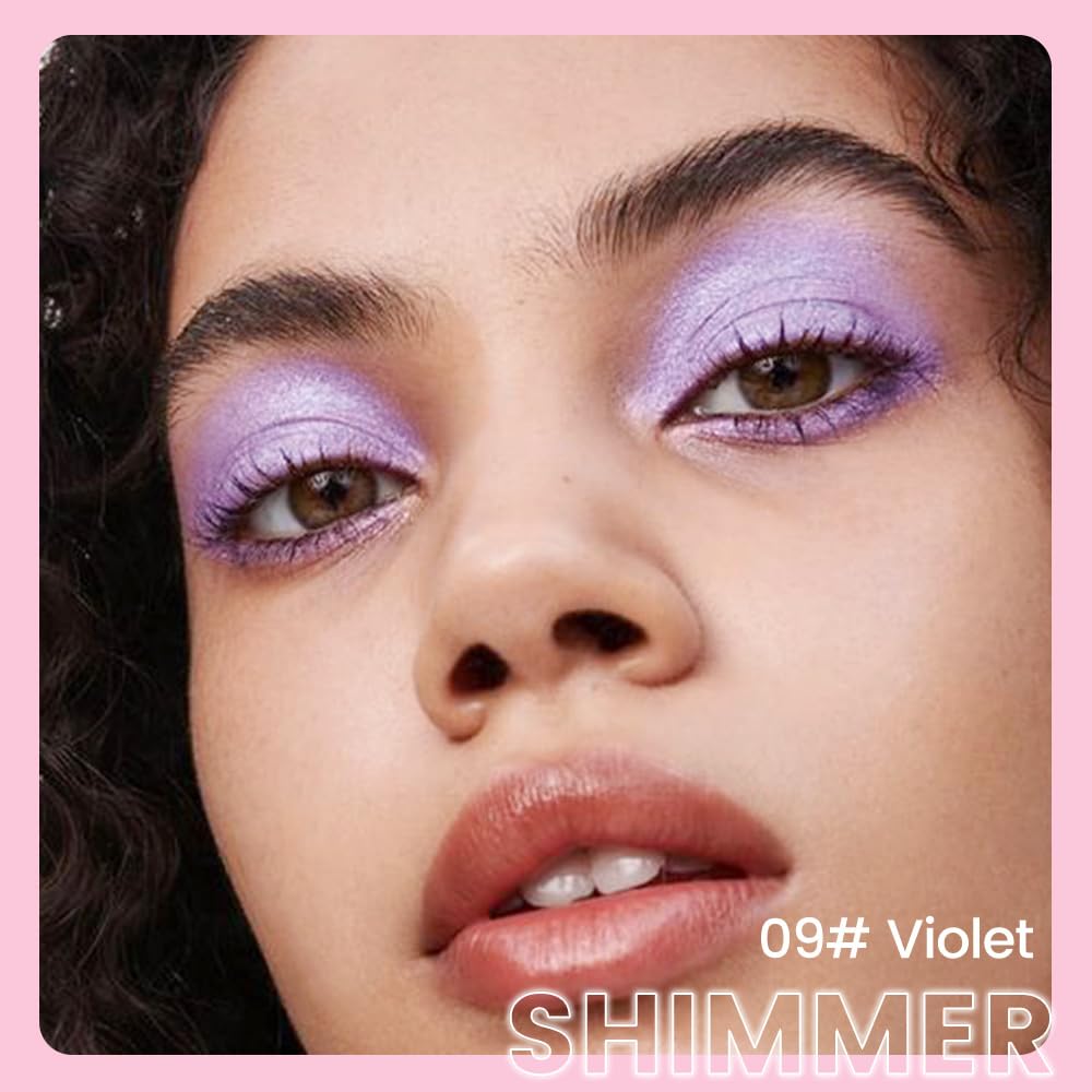 evpct 1Pcs Violet Purple Shimmer Cream Eye Shadow Brightener Sticks for Eyes Waterproof Pigmented, Double Ended Cream Eyeshadow Stick Pencil Pen with Applicator, Eye Shadow Palette Highlighter Makeup - Image 2
