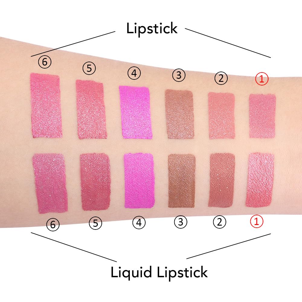 EVPCT 2-in-1 Light Pink Glitter Lipstick & Lip Gloss Set for Women, Waterproof, Long-Lasting - Image 5