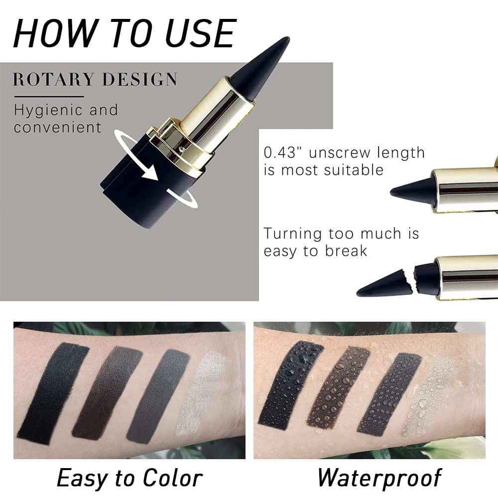evpct 2Pcs Black Waterproof Gel Eyeliner Pencils Lipstick lip liner Eye Black Face Paint Stick Long Wear Natural Black Liquid Eyeliner Cream Smokey Eye Liners Crayon Halloween Makeup lapiz de ojos - Image 6