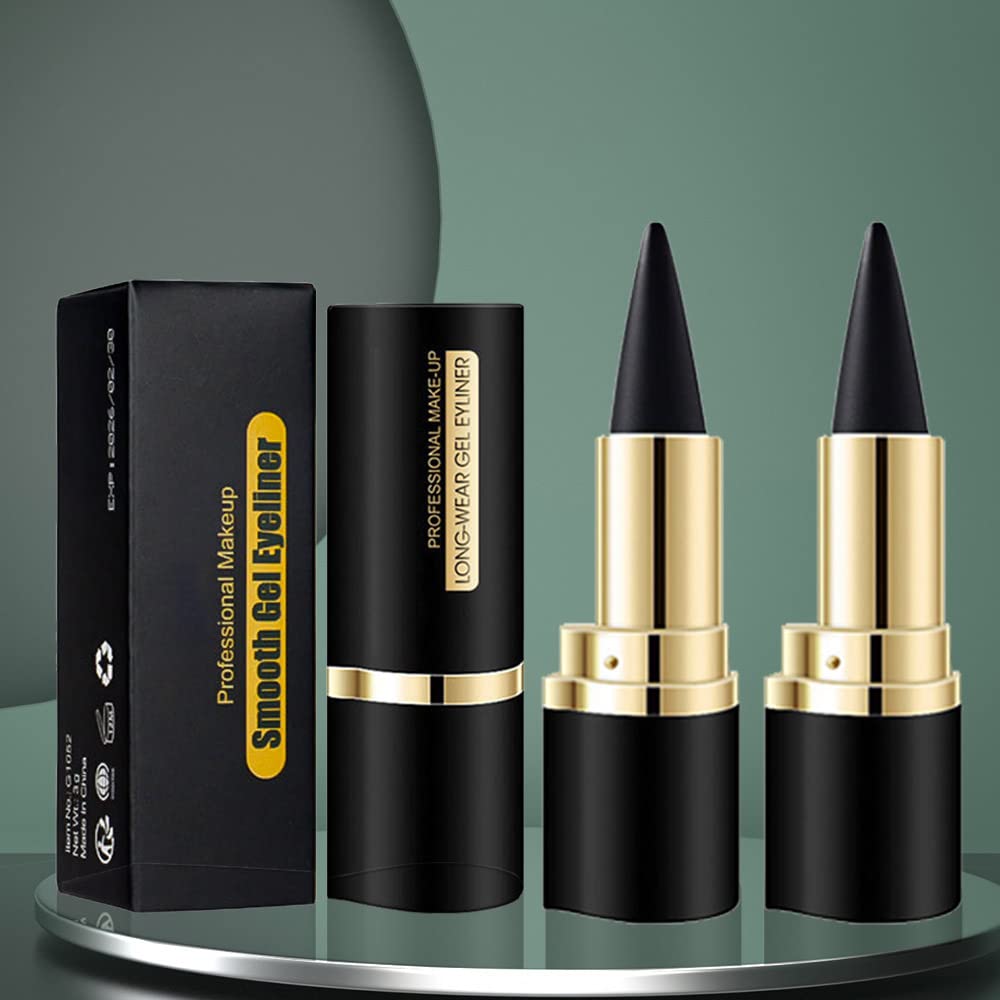 evpct 2Pcs Black Waterproof Gel Eyeliner Pencils Lipstick lip liner Eye Black Face Paint Stick Long Wear Natural Black Liquid Eyeliner Cream Smokey Eye Liners Crayon Halloween Makeup lapiz de ojos - Image 7